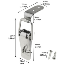 LUORNG 4PCS 90mm Length Stainless Steel 90 Degree Right Angle Toggle Latch Toolbox Anti Theft Lock Silver Closet Case Box Barn Box Anti Theft Lock Latch Suitable for Storage Cabinet Truck Trunks