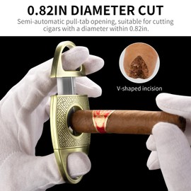 CIGARLOONG Cigar Cutter V-Cut Stainless Steel Blade Portable Pocket Size Scissors Cutter with Gift Box (Gold)