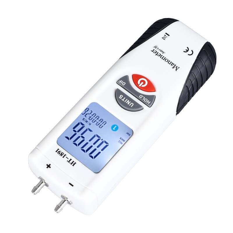 Digital Manometer Backlit Display Differential Dual Port Air and Gas