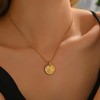 18K Gold Plated Charm Necklace for Women Trendy Coin Sun
