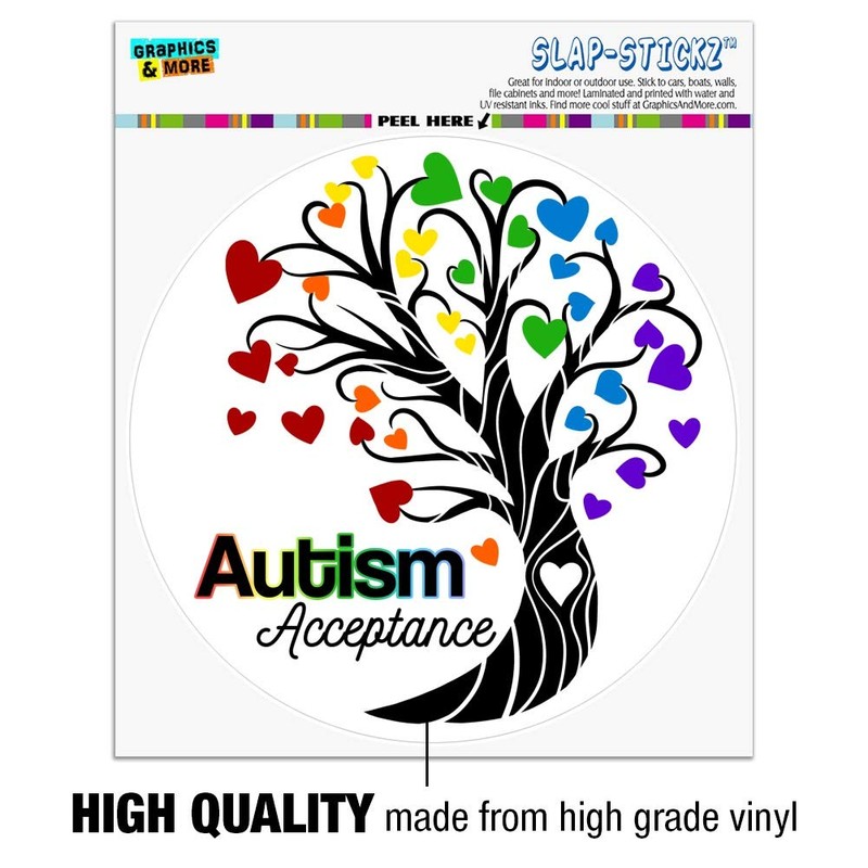 Autism Acceptance Tree of Life with Hearts Automotive Car Window