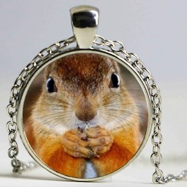 Fashion Jewelry SQUIRREL CUTE large charm pendant 20" Sterling Silver 925 necklace gold gift