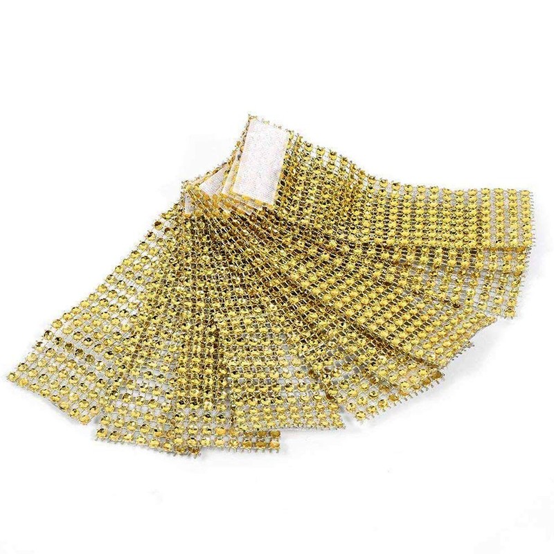 SwirlColor 20 pieces Bling Rhinestone Napkin Rings (Golden)