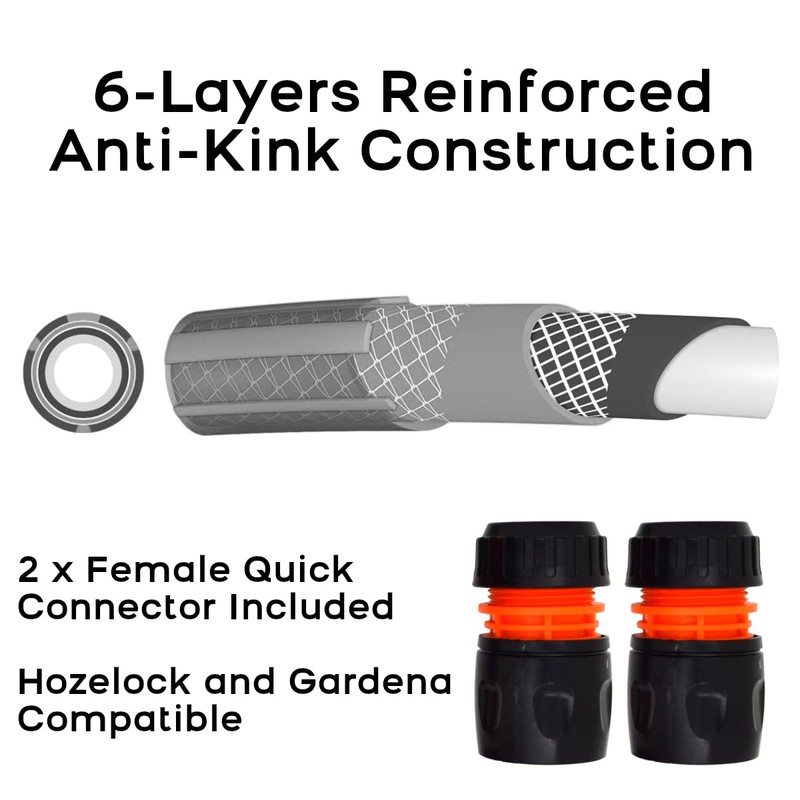 Garden Hose Pipe, Outdoor Tap to Reel Connection Set, Anti-Kink