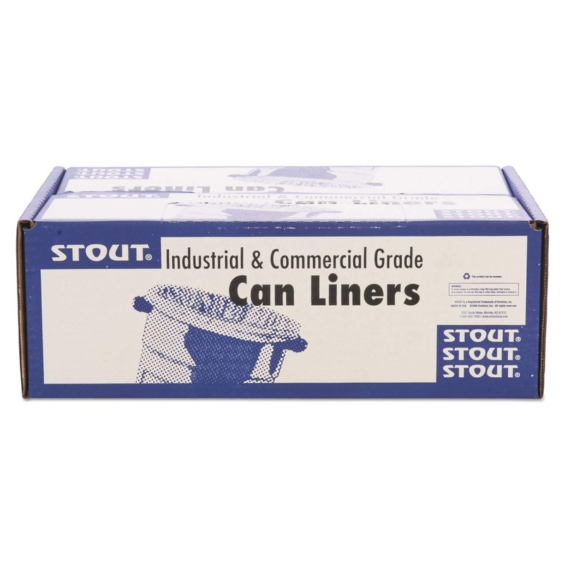 Stout T3658B15 100% Recycled Plastic Garbage Bags 60gal 1.5mil 36