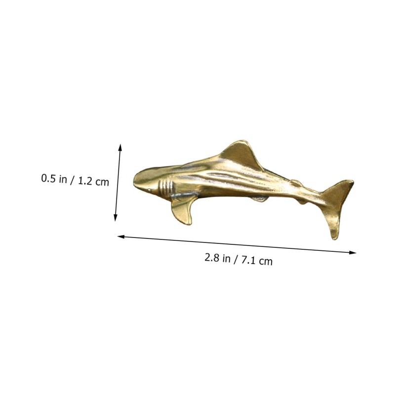 LIFKOME Brass Shark Figurine Desktop Decor Unique Shark Shaped Adornment