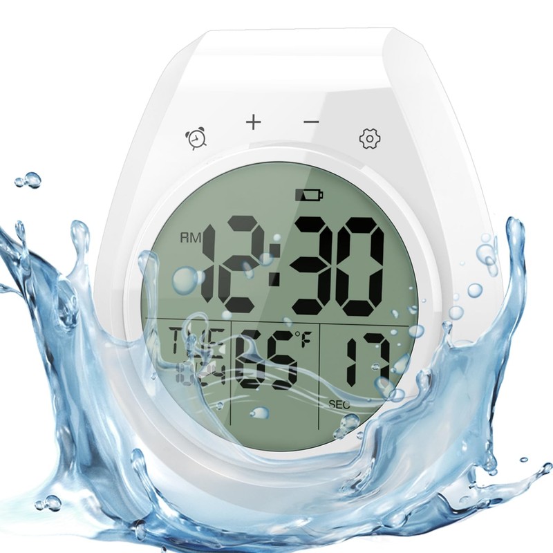 Waterproof Shower Timer, Digital Shower Clock, Waterproof Touch Screen Timer