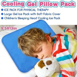 Reusable Gel Ice Pack for Sleeping, Cold Pillow Pad, Head Cooling Ice Pad, Chill Pillow Cooling Pad, Relieve Headaches, Migraines, Fevers, Hot Flashes, Night Sweats, Perfect for Children, Adult, Pets
