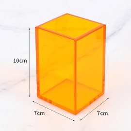 Acrylic Pen Pencil Holder Orange Transparent Acrylic Storage Organiser Non-Slip Pen Holder For Desk Office/School/Home Accessory,7 * 7 * 10cm