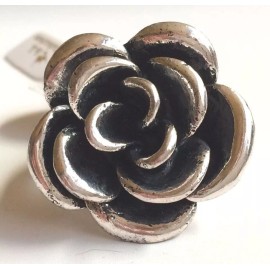 Unbranded Silver Chunky Rose Cocktail Ring Size 9 Statement Flower Vintage Style Plated