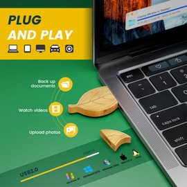 8GB USB Stick Hölzernes Blatt-Design Speicherstick 8 GB USB 2.0 Flash Drive Memory Stick Datenspeicher Pendrive Geschenk Mit Holzkasten by FEBNISCTE