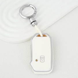 OFFCURVE Funda de Llave Compatible con Kia - Funda Protectora de TPU Suave con 5 Botones para Llave Inteligente sin Llave (Blanco Plata)