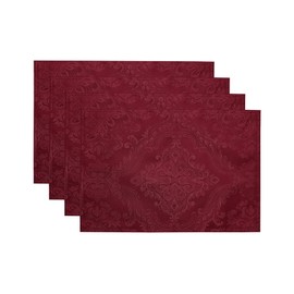 Elrene Home Fashions Caiden Elegance Damask Placemat Set of 4, 13" x 19", Cranberry