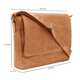 ANTONIO VALERIA Robert Cognac Premium Vintage Wash Leather Messenger Bag for Men