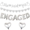 Engagement Party Decorations Engaged Banner - Silver Decoration Letter Heart