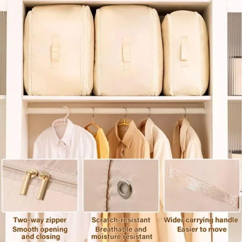 Ultra Space Saving Self Compression Organizer, Compression Packing Cubes, Bedroom