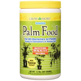Grow More Palm Food with Yucca Extract (15-5-15) - 1.5lbs of Outdoor & Indoor Palm Tree Fertilizer - Water Soluble Fertilizer Enriched with 6 Micronutrients for Increased Growth & Foliage