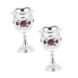 NOLITOY 2pcs Alloy Goblet with Flower Pattern Elegant Wine Cups for Parties Festivals and Celebrations Design Easy to Clean Present for Wine Lovers