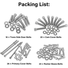 FBSCTMH Engine Bolt Kit Compatible with Electra Glide/Road Glide/Road King/Street Glide 2007-2016, Polished Stainless Steel Transmission Bolt Kit Set