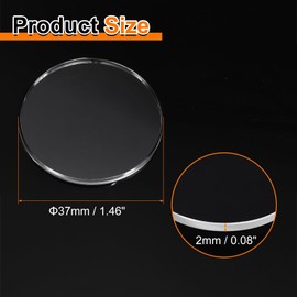 HARFINGTON Watch Crystal Glass Len 37mm Dia 2mm Thick Flat Round Clear Sapphire Glasses Watches Face Crystals Lens Replacement for Watchmaker Repair