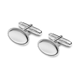 LeCalla 925 Sterling Silver Cufflinks for Men | Antique Oval Shaped Rope Border Engraved Cufflinks | Gift For Father Men's Cufflinks Jewelry Set for Wedding Party Anniversary Business Events