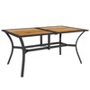 Outsunny Rectangle Outdoor Dining Table for 6 People, Faux Wood