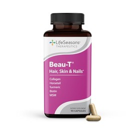 LifeSeasons Beau-T - Hair, Nail & Skincare Supplement - Promotes Healthy Hair and Nail Growth - Support Clear Skin & Fights Acne - Nail Strengthener - Contains Biotin Collagen Turmeric - 90 Capsules