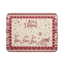 Christmas Moose Dish Drying Mat 18x24 for Winter Santa Claus Kitchen Counter Decor Absorbent Reversible Microfiber Deers Animal Dishes Pad Dish Drainer Rack Mats Kitchen Accessories