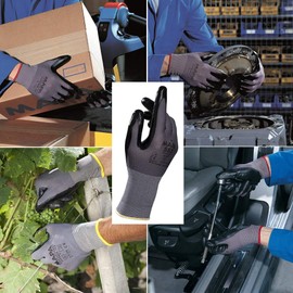 MAPA Professional Ultrane 553 - Nitrile Gloves for Mechanical Protection in Automotive, Government, Construction and Other General Areas, Black, Size 9 (1 Pair), Protective Gloves