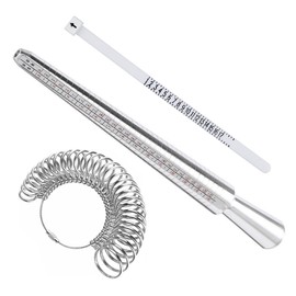 Mozzoom 3 Pcs Ring Sizer Measuring Tool Set,Plastic Ring Mandrel & Metal Ring Sizer Finger Gauges, US Size European Size Ring Stick for Jewelry Making, Suitable for Women and Man