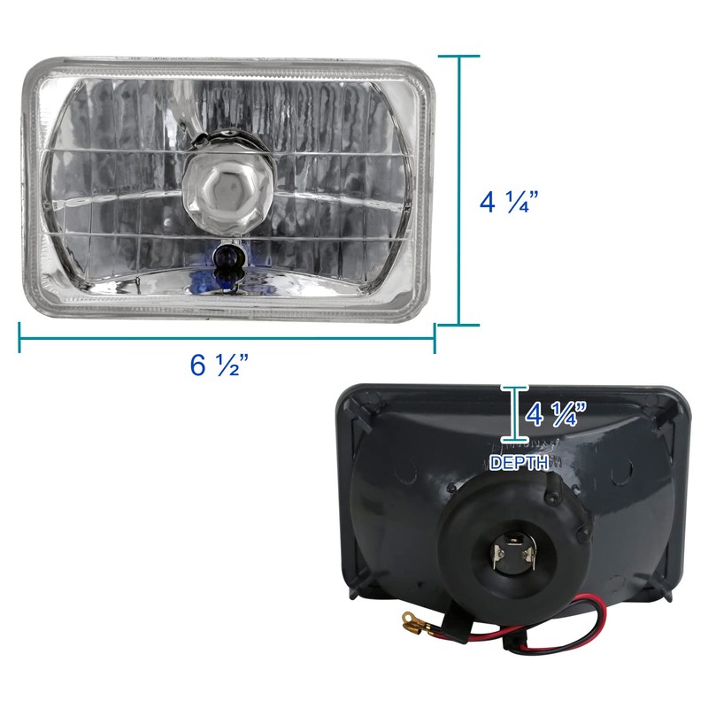 Spec-D Tuning 4X6 Chrome Sealed Beam H4 Headlights Square Lamps