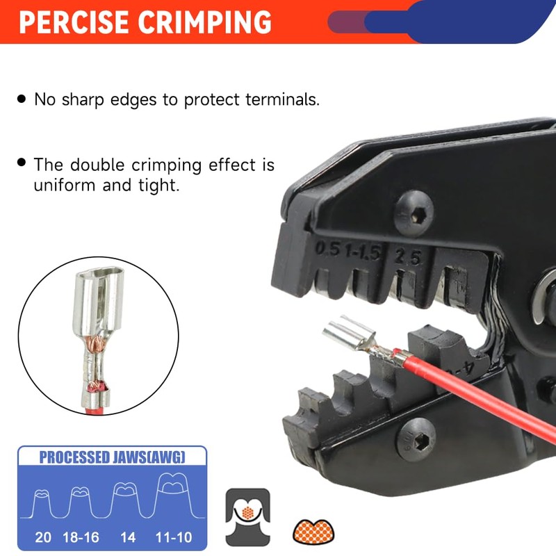 YMYP Crimping Tool for Non-Insulated Open Barrel Terminals & Receptacles