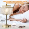 Luvkczc Set of 2 USB Bedside Crystal Table Lamp Gold,
