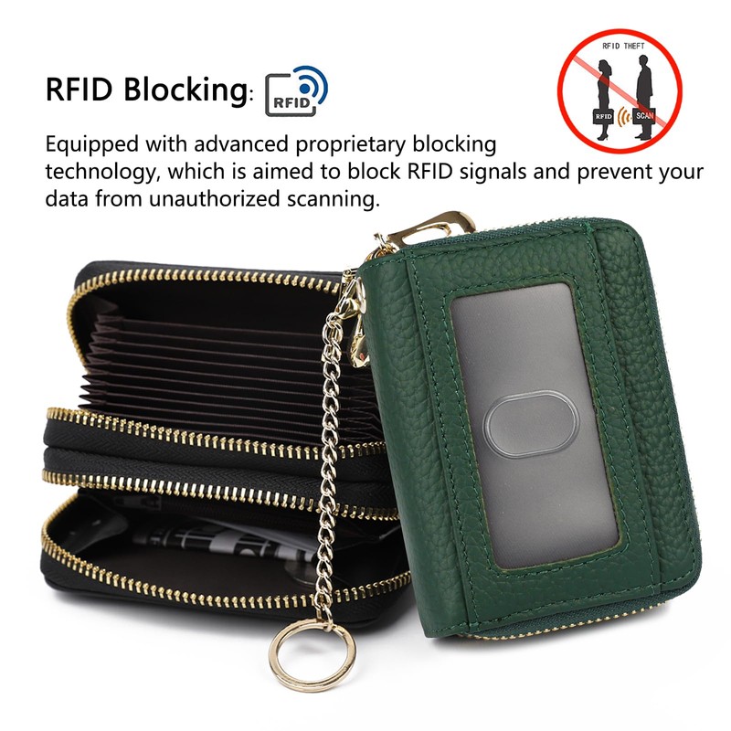 imeetu RFID Credit Card Holder, Small Leather Zipper Card Case