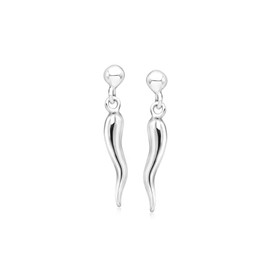 Ross-Simons Sterling Silver Italian Horn Drop Earrings