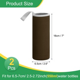 QUARKZMAN 2 Stück Neopren Wasserflaschenhülle, 18,5 oz Isolierte Wasser Glasflaschenträgertasche Faltbare Trinkflaschenhülle mit Griff, Kaffee