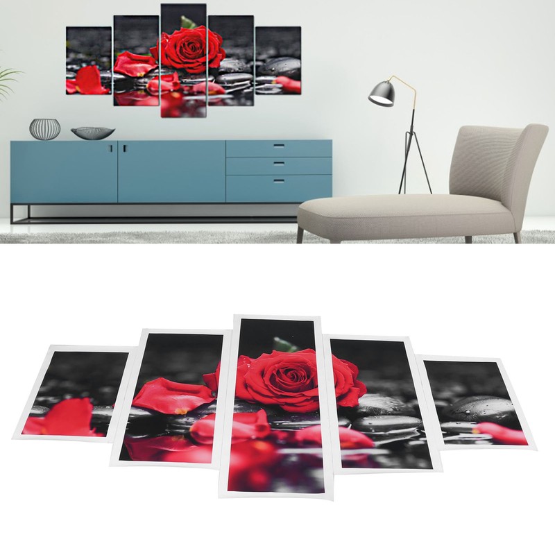 5Pcs Wall Art Painting Set Romantic Red Rose Frameless Painting