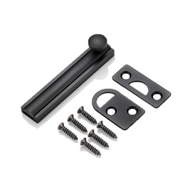 Solid Brass Surface Bolt, Heavy Duty Concealed Slide Surface Door Bolt with Screws, Door Slide Bolt Anti Theft Security Door Latch Lock for Windows, Bathroom (Black, 3 Inch)