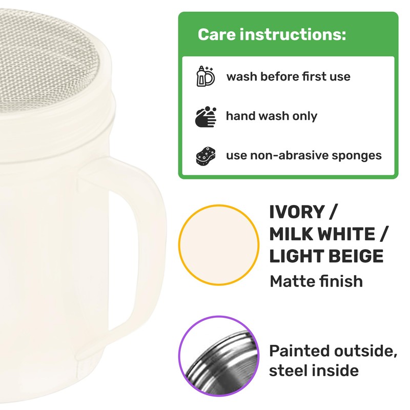 CUSINIUM 6 Oz Ivory Powder Sugar Shaker With Handle -