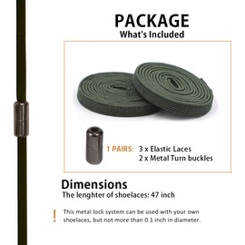 Alegrianan No Tie Shoelaces, Elastic Shoelaces for Adults/Kids，Elastic No Tie Shoe Laces, Dark Green, X-Large