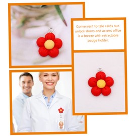 OSALADI 3pcs Colorful Flowers Easy to Pull Buckle Id Card Holder Retractable Cute Badge Holder Floral Card Holder Picks Nurse Badge Flower Badge Id Clip Stainless Steel