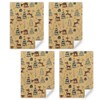 Christmas Kraft Wrapping Paper,4 Sheet Xmas Folded Gift Wrapping Paper