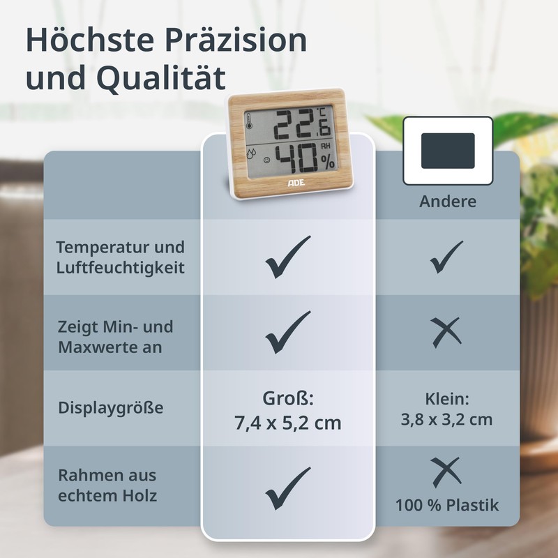 ADE Indoor Digital Thermometer and Hygrometer | Humidity Meter |