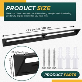 Pinkunn 4ft Medal Hanger Display and Trophy Shelf Wooden Medal Rack Display Holder with 23 Hooks Trophy Shelf for Gymnastics Running Race Marathon Football Basketball Soccer Awards