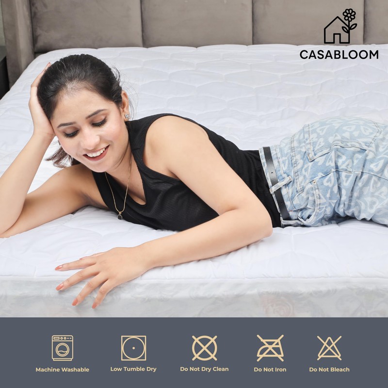 CASABLOOM Luxury Double Mattress Protector – Quilted, Noiseless, Deep Fit