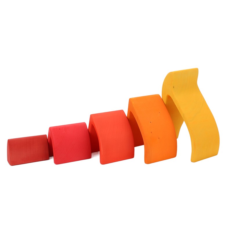 5pcs Fire Flame Element Stacking Toys Wooden Stacker Nesting Building