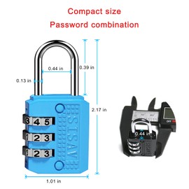 SISAV 3 Digit Combination Lock,Gym Padlock,Outdoor Padlock,Suitable for School Lockers,Tool Boxes,Travel Backpack,Hasp(Blue 5pack)