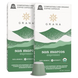 G GRANA Coffee Pods, Compatible with Nespresso OriginalLine, 20 Pack, Medium Roast, USDA Organic 100% Arabica Single Source Specialty-Coffee, Compostable Single Serve Capsules, San Marcos
