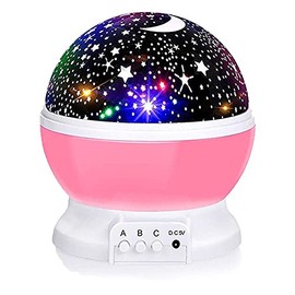 Star Night Light for Kids, Color Changing Lights Modes with USB Cable, 360°Rotating Moon Star Projector Desk Lamp for Bedroom Party Decor & Girls Birthday Gift (Pink)