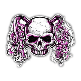 Skull with Pigtails Sticker